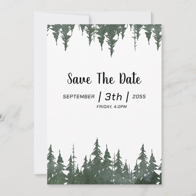 Winter Wedding Invitations Handmade Card (Back)