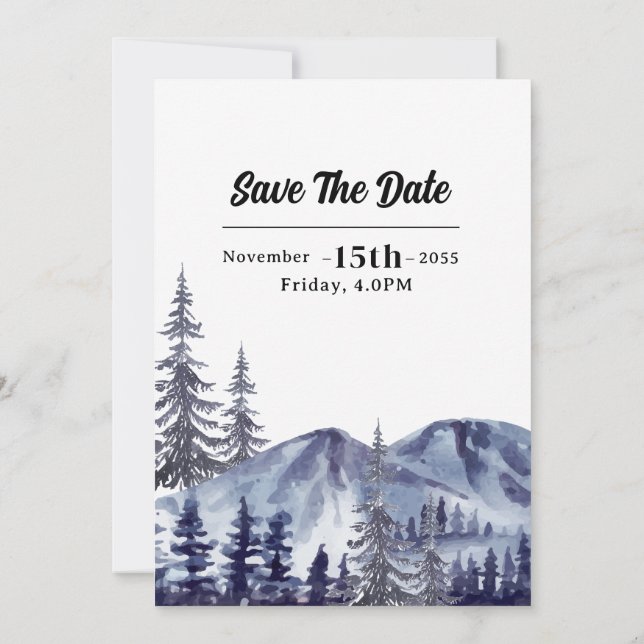Winter wedding invitations template design (Back)