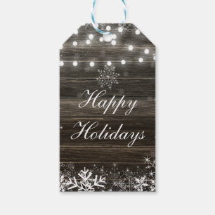 Winter Wedding Lights & Snowflakes Rustic Favour Gift Tags