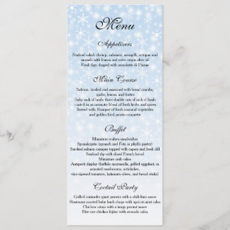 Winter Wedding menu, Snowflake Wedding Menu