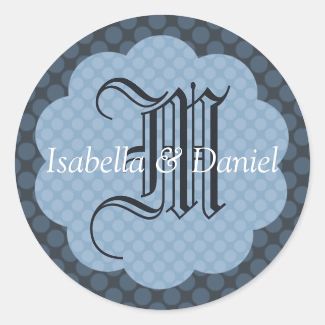 Winter Wedding Monogram Envelope Seal Sticker (Front)
