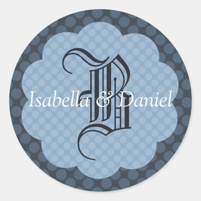 Winter Wedding Monogram Envelope Seal Sticker (Front)