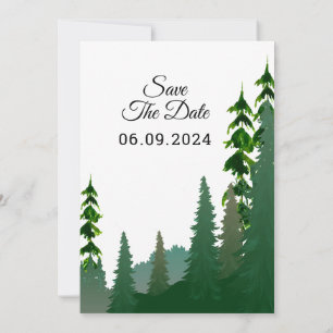 Winter Wedding Mountain Trees Invitation Card  