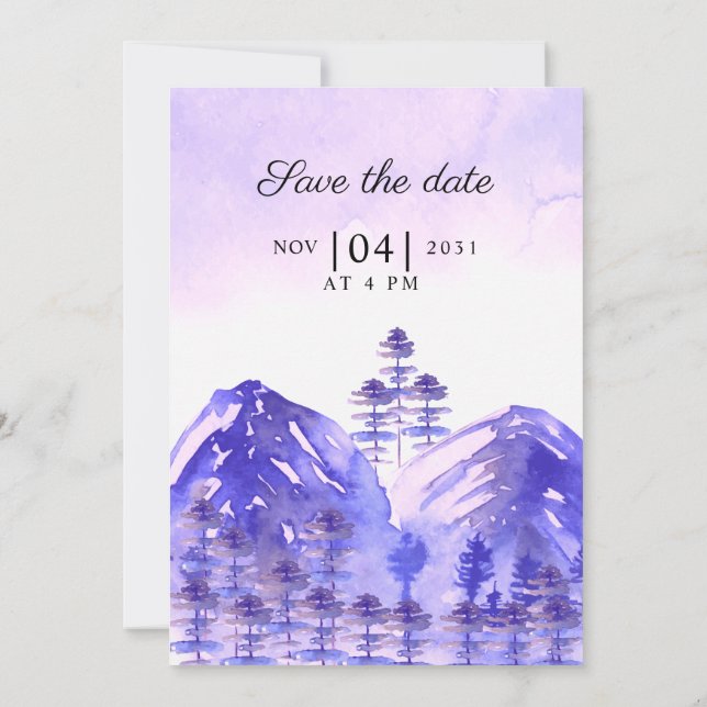 Winter Wedding Party Invitation Card Template (Back)