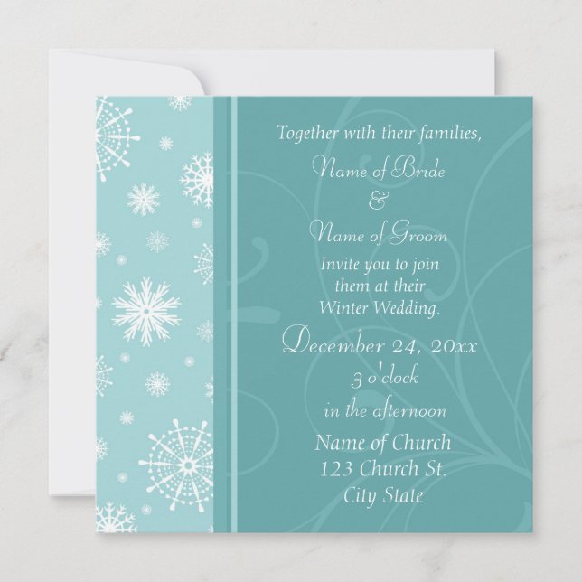 Winter Wedding Photo Invitation Cards (Front)