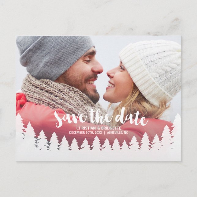 Winter Wedding Photo Save the Date Postcard (Front)