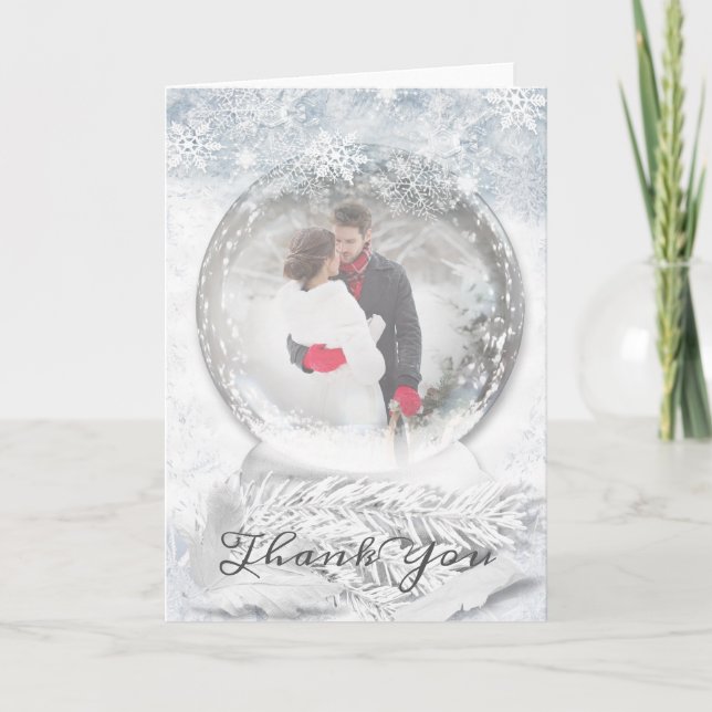 Winter Wedding  Photo Thank You Card (Front)