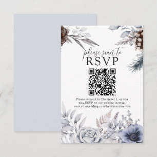 Winter Wedding Pine Cone QR Website RSVP Card