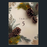 Winter Wedding Pine Cones Pine Needles Table Number<br><div class="desc">Beautiful Winter Wedding table number card  with pretty pine cones,  pine branches and gold accents.</div>