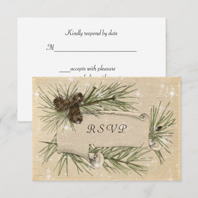 Winter Wedding, Pine Cones, Wedding Invitation (Front/Back)