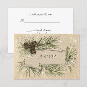 Winter Wedding, Pine Cones, Wedding Invitation