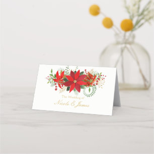 Winter Wedding Poinsettia Holiday Party Table Seat Place Card
