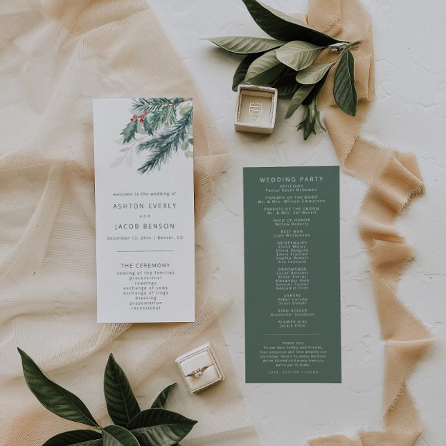 Winter Wedding Program, Holiday Wedding Stationery (Creator Uploaded)