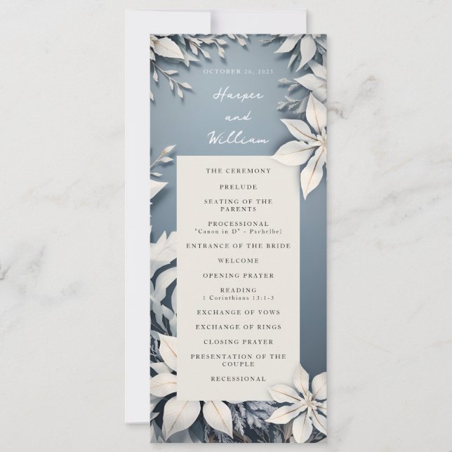 Winter wedding program invitation (Front)