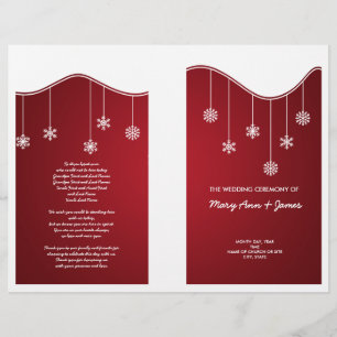 Winter Wedding Program Snowflake Decoration Red