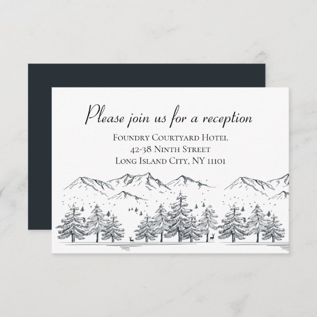 Winter Wedding Reception Mountains Trees Nature Invitation (Front/Back)