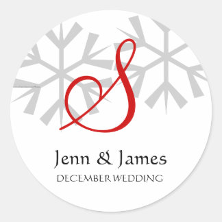 Winter Wedding Red Announcement Monogram Seal