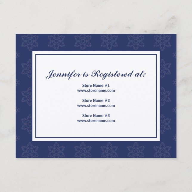 Winter Wedding Registry Card in Navy on Cream (Front)