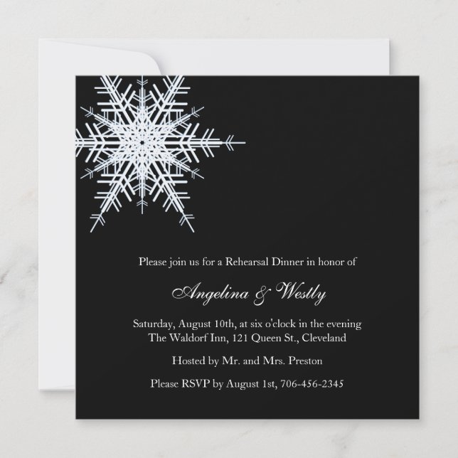 Winter Wedding Rehearsal Dinner Invitation (Front)