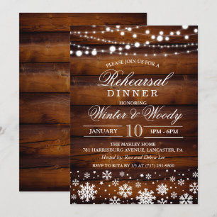 Winter Wedding Rehearsal Dinner Invitation
