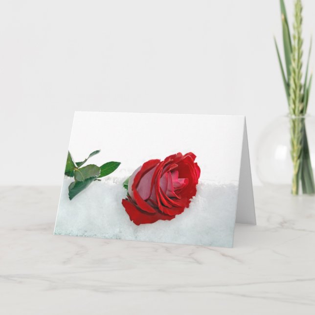 Winter Wedding Rose Holiday Card (Front)