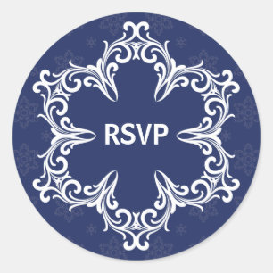 Winter Wedding RSVP Sticker in Navy