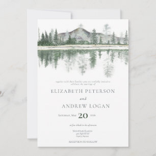 Winter Wedding   Rustic Mountains  Invitation