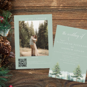 Winter Wedding   Rustic Mountains   QR Code Invita Invitation