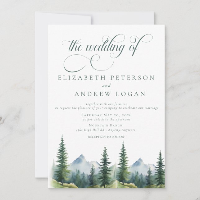 Winter Wedding | Rustic Mountains | QR Code Invita Invitation (Front)