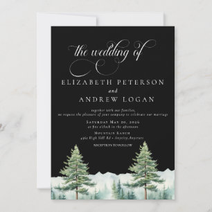 Winter Wedding   Rustic Mountains   QR Code Invita Invitation