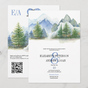 Winter Wedding Rustic Mountains QR Code Invitation
