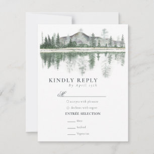 Winter Wedding   Rustic Mountains  RSVP Card