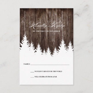 Winter Wedding Rustic Wood Response RSVP Card