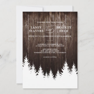 Winter Wedding Rustic Wood Wedding Invitation