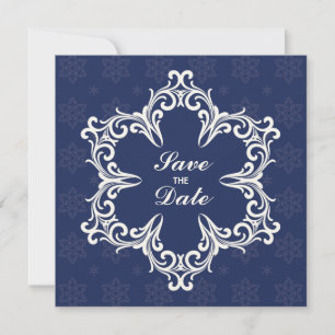 Winter Wedding Save the Date Announcement in Navy