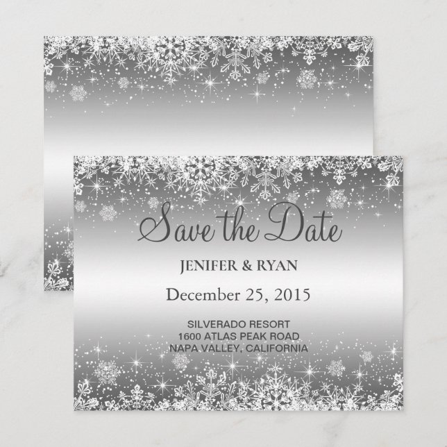 Winter wedding save the date invitation (Front/Back)