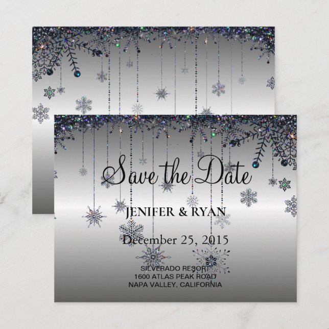 Winter wedding save the date invitation (Front/Back)