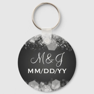 Winter Wedding Save The Date Sparkling Night Black Key Ring