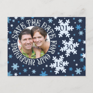 Winter Wedding Save The Dates Snowflake Theme Announcement Postcard