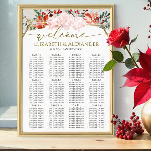 Winter Wedding Seating Charts Gilded Watercolor