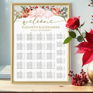 Winter Wedding Seating Charts Gilded Watercolor