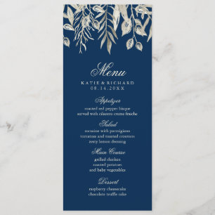 Winter Wedding SIlver and Navy Blue Menu