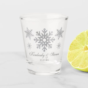 Winter Wedding Silver Snowflakes Shot Glass