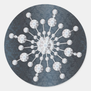 Winter Wedding Snowflake Blue Damask Envelope Seal