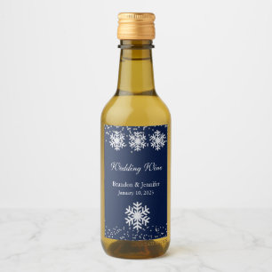 Winter Wedding Snowflakes and Glitter Favour Wine Label