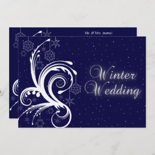 Winter Wedding, Snowflakes and Stars Invitation