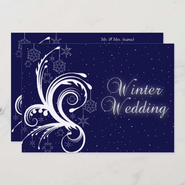 Winter Wedding, Snowflakes and Stars Invitation (Front/Back)