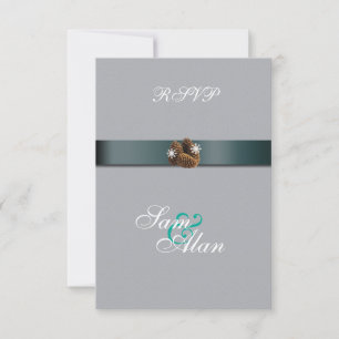 Winter Wedding Snowflakes Pinecones RSVP Card