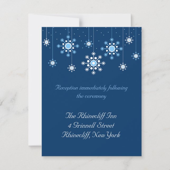 Winter Wedding Snowflakes Reception Card (Front)