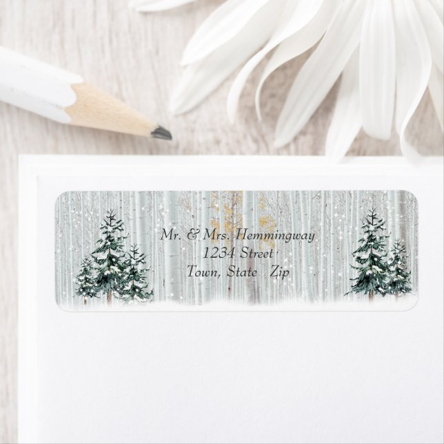 Winter Wedding Sparkle Snowflakes Pine Trees  (Insitu)
